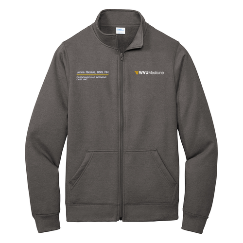 Port and Company Core Fleece Cadet Full-Zip Sweatshirt -- Dark Heather Grey