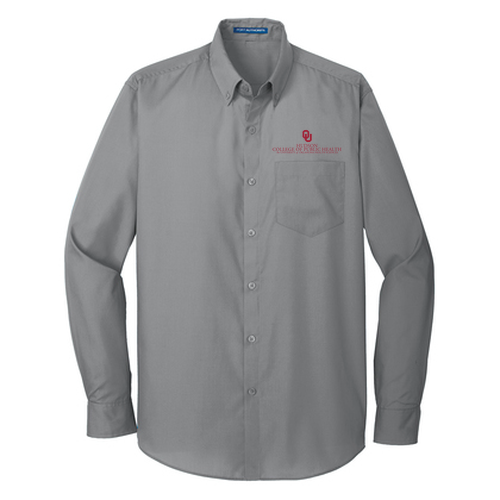 Port Authority Long Sleeve Carefree Poplin Shirt -- Gusty Grey