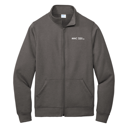 Port and Company Core Fleece Cadet Full-Zip Sweatshirt -- Dark Heather Grey