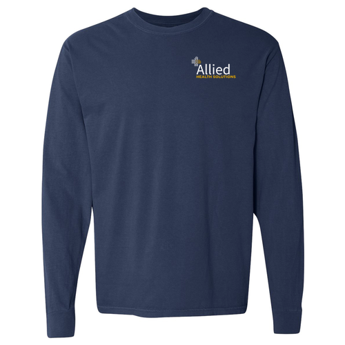 Screen Printed Comfort Colors Ringspun Long Sleeve Tee -- True Navy