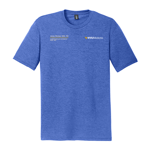 Embroidered District Made Mens Perfect Tri Crew Tee -- Royal Frost