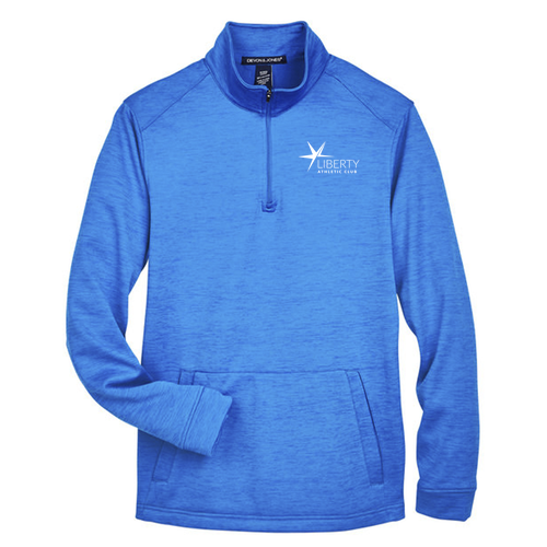 Mens/Unisex Devon & Jones Newbury Melange Fleece Quarter-Zip -- French Blue