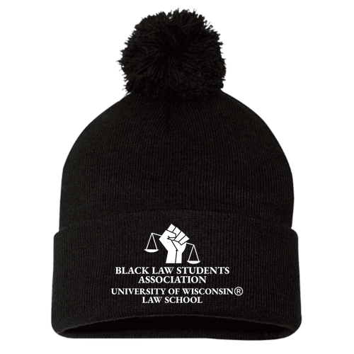 Sportsman Pom Pom Beanie -- Black (Embroidery)