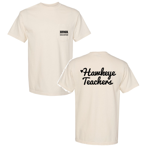 Hawkeye Teachers Comfort Colors Unisex Garment-Dyed Heavyweight Pocket T-Shirt -- Ivory