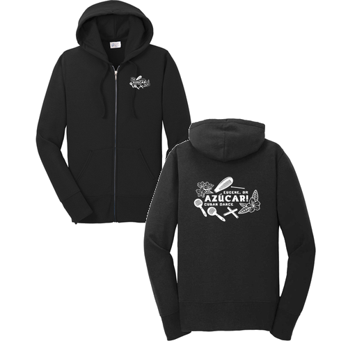 Ladies Fleece Full Zip Hooded Sweatshirt -- Jet Black