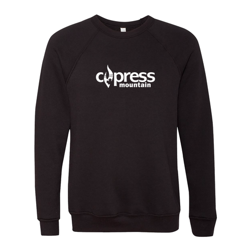 Cypress Mountain Logo 1 White Ink -- Crewneck Sweatshirt Black