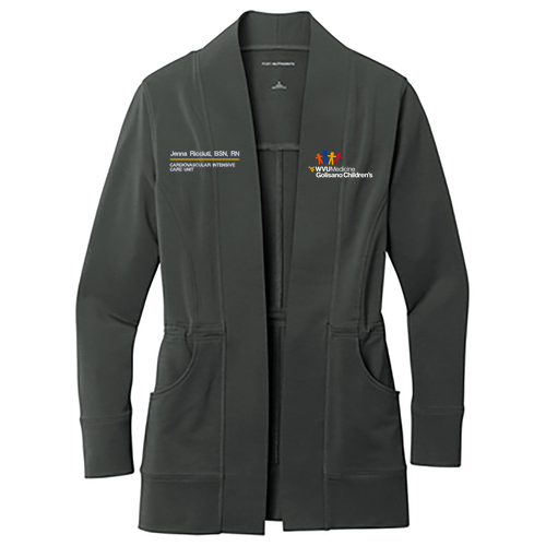 Port Authority Ladies Microterry Cardigan -- Charcoal