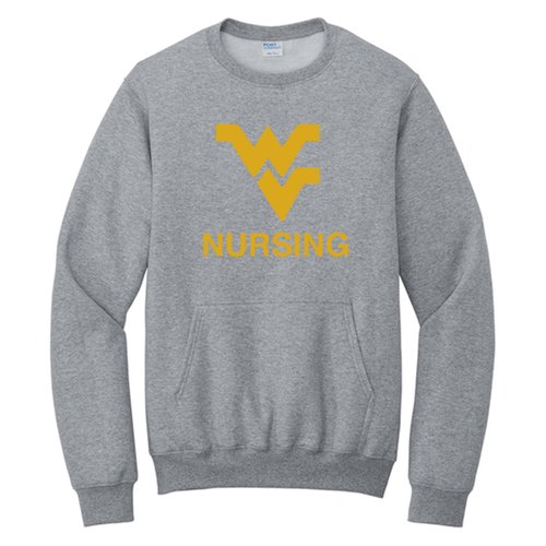 Port & Company Core Fleece Crewneck Pocket Sweatshirt -- Athletic Heather