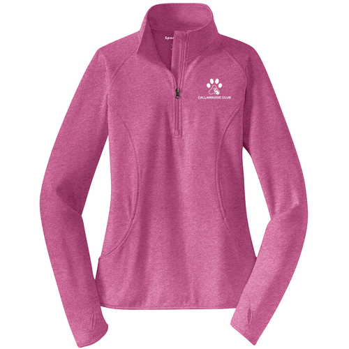 Sport Tek Ladies Sport Wick Stretch Half Zip Pullover -- Pink Rush Heather