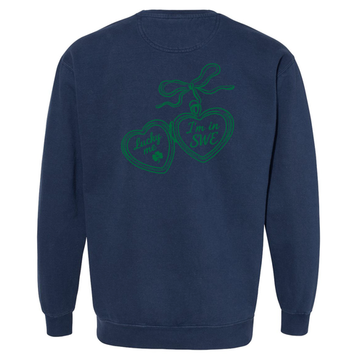 Comfort Colors Unisex Garment-Dyed Crewneck Sweatshirt -- True Navy Locket Design