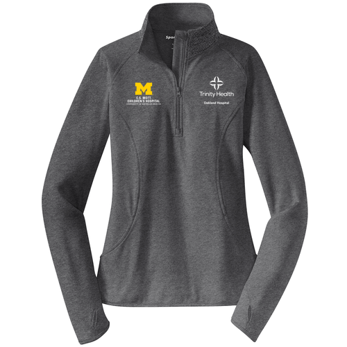 Ladies Sport Tek Sport Wick Stretch Half Zip Pullover -- Charcoal Grey Heather