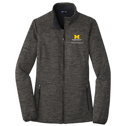 Ladies Sport-Tek PosiCharge Electric Heather Soft Shell Jacket -- Grey Black Electric