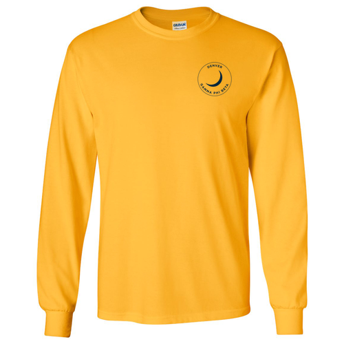 Gildan Ultra Cotton Longsleeve Basic T-Shirt -- Gold w Navy Ink