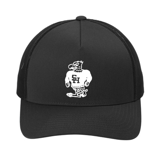 Sport-Tek YP Classics Retro Trucker 5-Panel Cap -- Black / Black