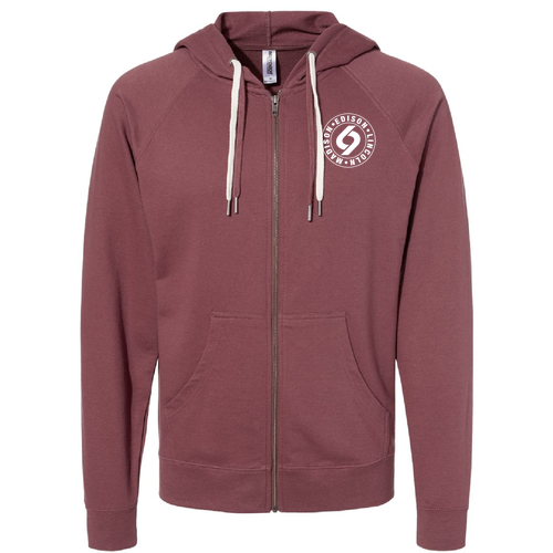 Independent Trading Lightweight Full-Zip Hooded Sweatshirt -- Port