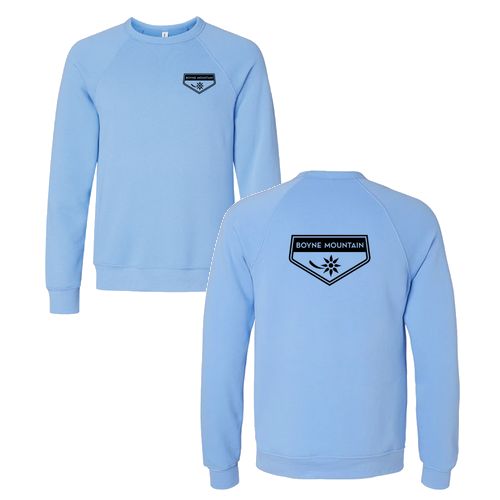 Boyne Mountain Logo 2 Black Ink -- Crewneck Sweatshirt Carolina Blue