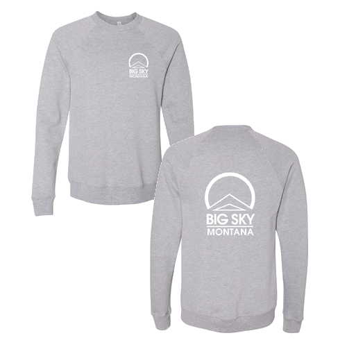 Big Sky Montana Logo 2 White Ink -- Crewneck Sweatshirt  Athletic Heather