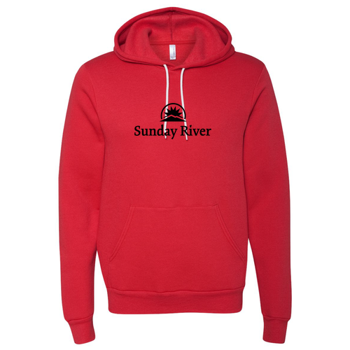 Sunday River Logo 1 Black Ink -- Pullover Hooded Sweatshirt Red