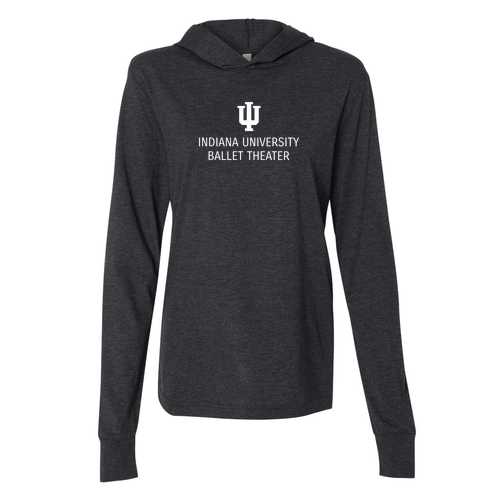 IUBT- Unisex Jersey Long Sleeve Hoodie T-Shirt -- Charcoal Black Triblend