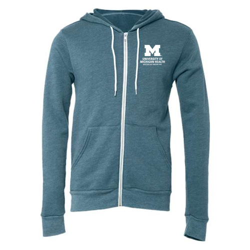 Mens/Unisex Bella Canvas Full-Zip Hooded Sweatshirt -- Heather Deep Teal