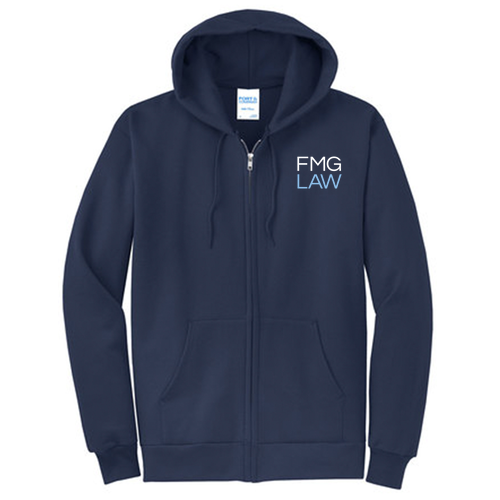 Port and Company Classic Full Zip Hooded Sweatshirt -- Navy -- Embroidered