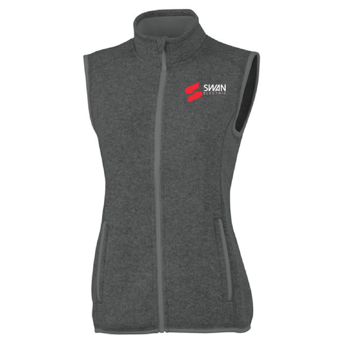 Ladies Charles River Pacific Heathered Vest -- Charcoal Heather, Swan