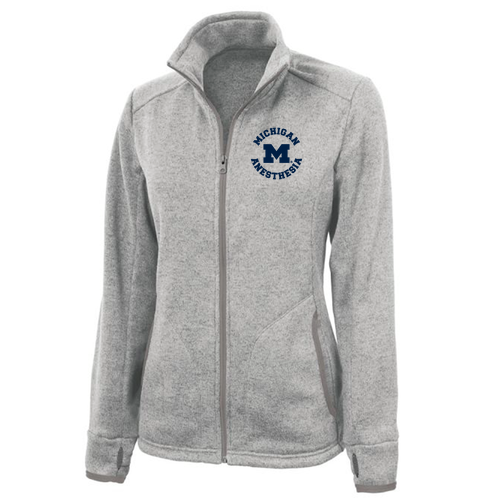 Ladies Heathered Fleece Jacket -- Light Grey Heather