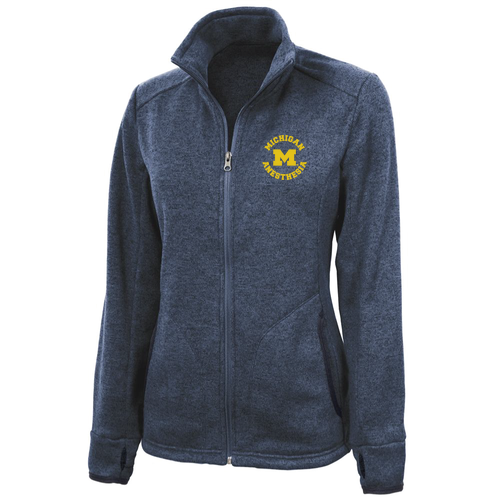 Ladies Heathered Fleece Jacket -- Navy Heather