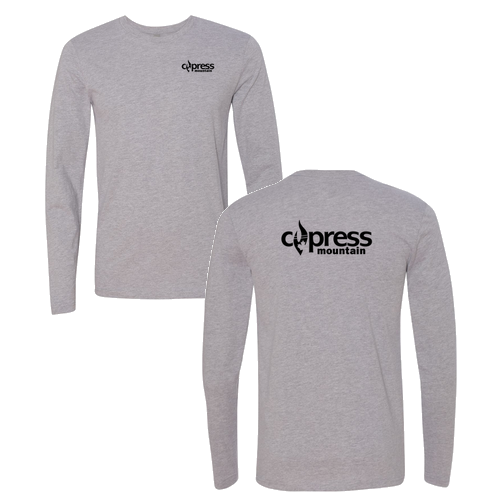Cypress Mountain Logo 2 Black Ink -- Long Sleeve Heather Grey