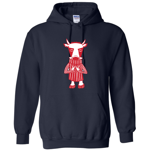 Wisconsin Track Cow Hoodie — Navy