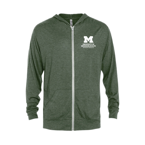 Delta Platinum Adult Tri-Blend Full Zip Hoodie -- Moss Heather