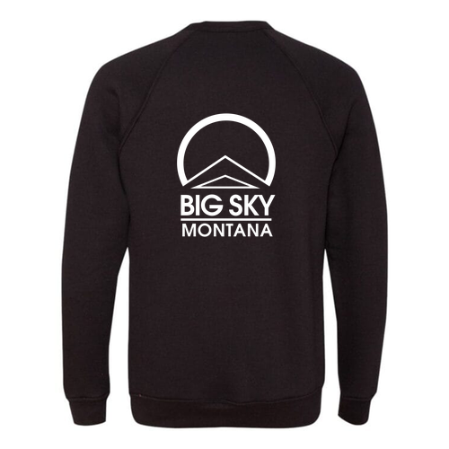 Big Sky Montana Logo 2 White Ink -- Crewneck Sweatshirt Black
