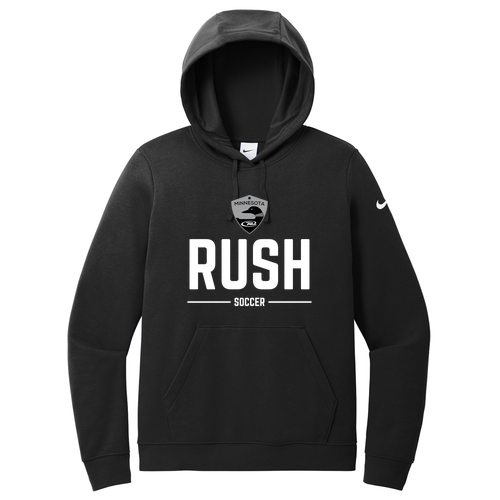 Nike Ladies Club Fleece Sleeve Swoosh Pullover Hoodie -- Black
