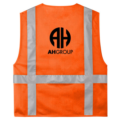 Cornerstone Ansi 107 Class 2 Mesh Six-Pocket Zippered Vest -- Safety Orange