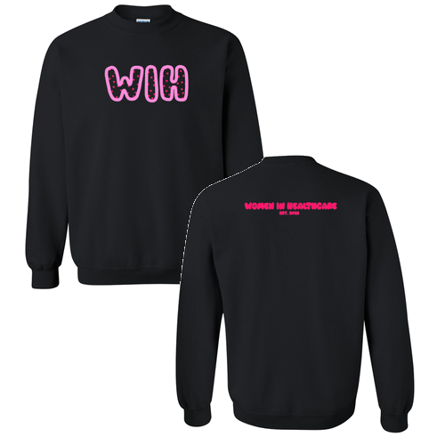 Pink WIH Gildan Heavy Blend Crew Neck Sweatshirt -- Black