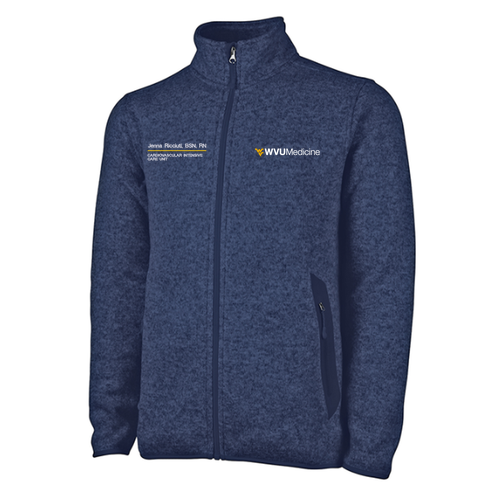 Charles River Mens Heathered Fleece Jacket -- Navy Heather