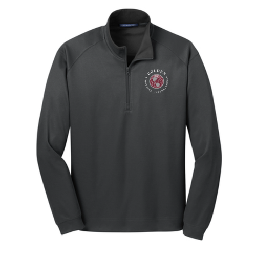 Port Authority Vertical Texture Quarter Zip Pullover -- Iron Grey / Black