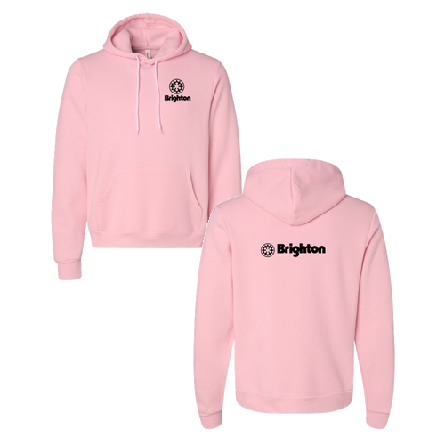 Brighton Logo 2 Black Ink -- Pullover Hooded Sweatshirt Pink