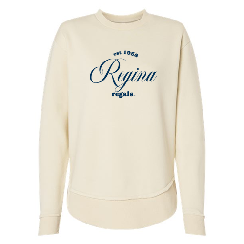 Embroidered Elegant Script LAT Women's Weekend Fleece Crewneck Sweatshirt -- Natural Heather