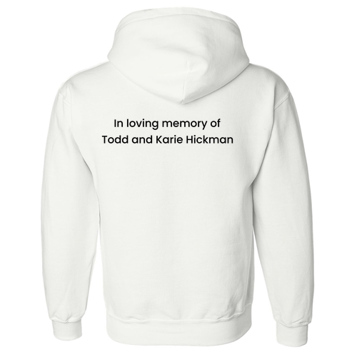 Black In Loving Memory Design -- Gildan Adult Dryblend Adult Hooded Sweatshirt -- White