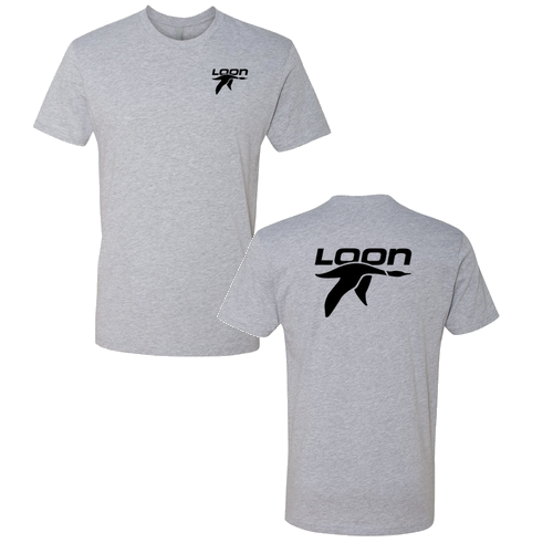 Loon Logo 2 Black Ink -- Short Sleeve Heather Grey