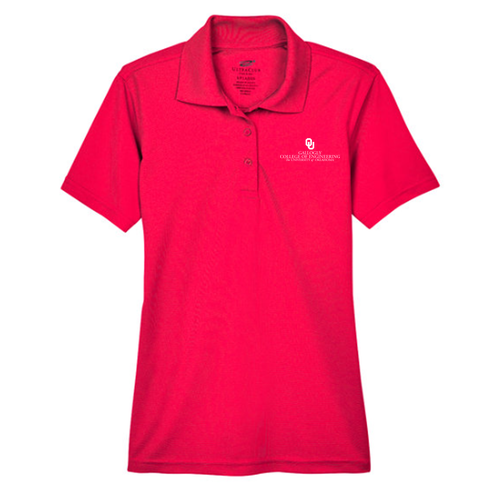 UltraClub Ladies Cool & Dry Mesh Pique Polo Embroidered-- Red