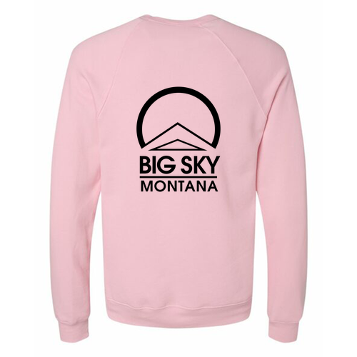 Big Sky Montana Logo 2 Black Ink -- Crewneck Sweatshirt Pink