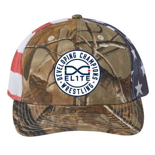 Kati Printed Mesh Trucker Hat -- A. Purpose / Us Flg