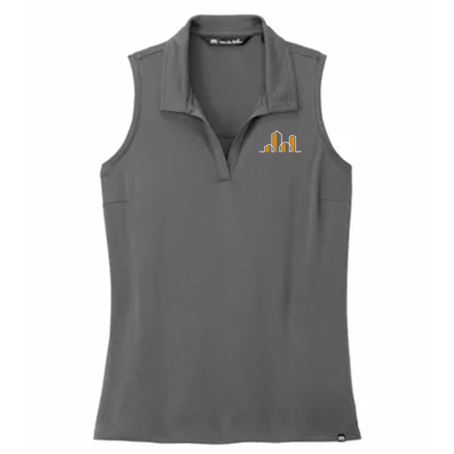 Travismathew Ladies Coto Performance Sleeveless Polo -- Quiet Shade Grey / Black