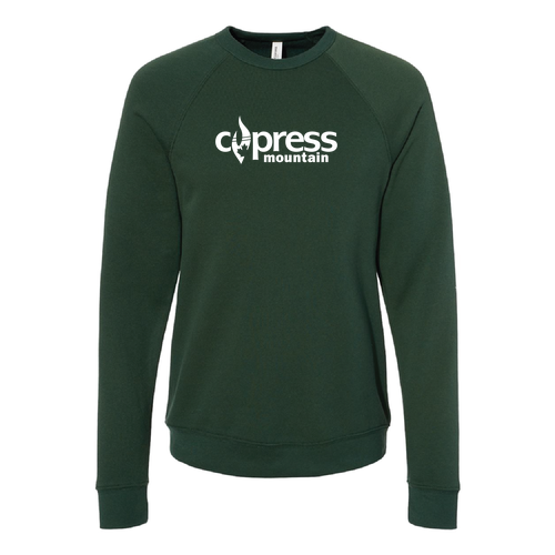 Cypress Mountain Logo 1 White Ink -- Crewneck Sweatshirt Forest