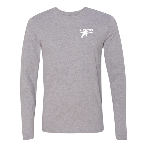 Loon Logo 2 White Ink -- Long Sleeve Heather Grey