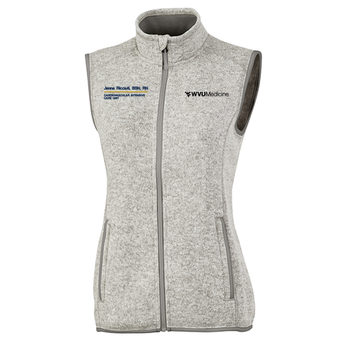 Embroidered Charles River Women's Pacific Heathered Vest -- Light Grey Heather