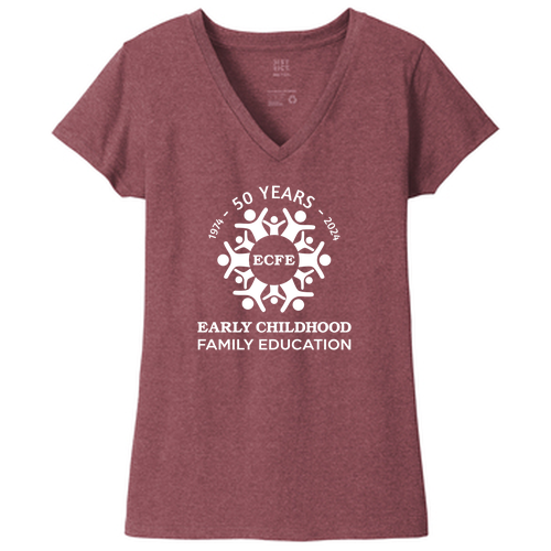 District Womens Re-Tee V-Neck -- Maroon Heather