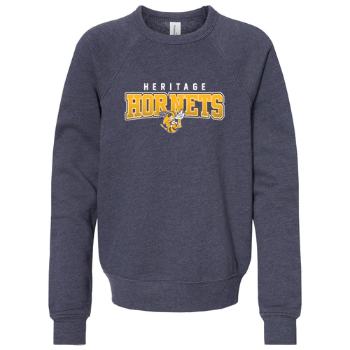 Bella Canvas Youth Sponge Fleece Raglan Sweatshirt -- Heather Navy